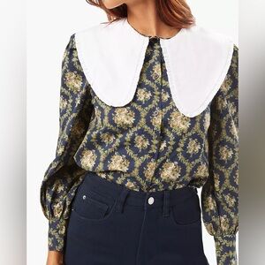 WeWoreWhat Collar Puff Sleeve Victorian Floral Top